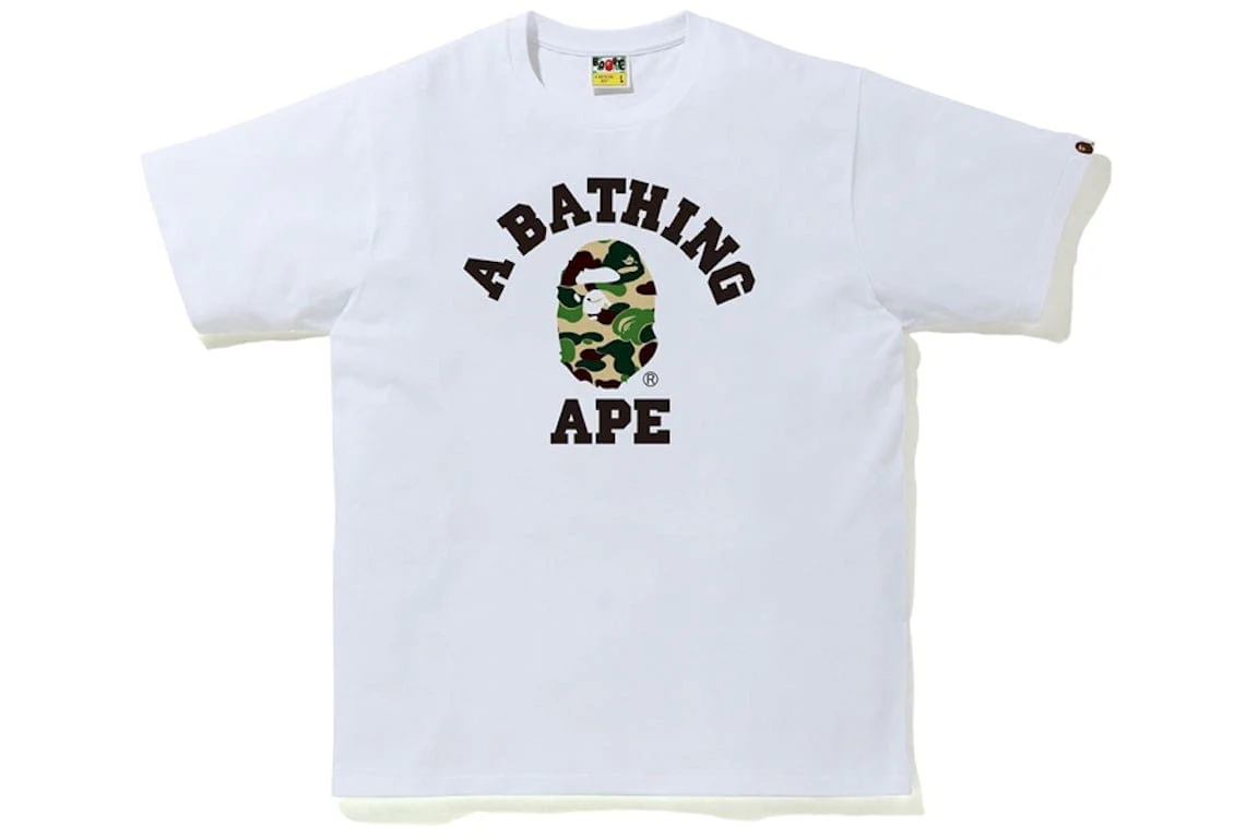 BAPE ABC Camo College Tee White/Green - Joey Sneakers
