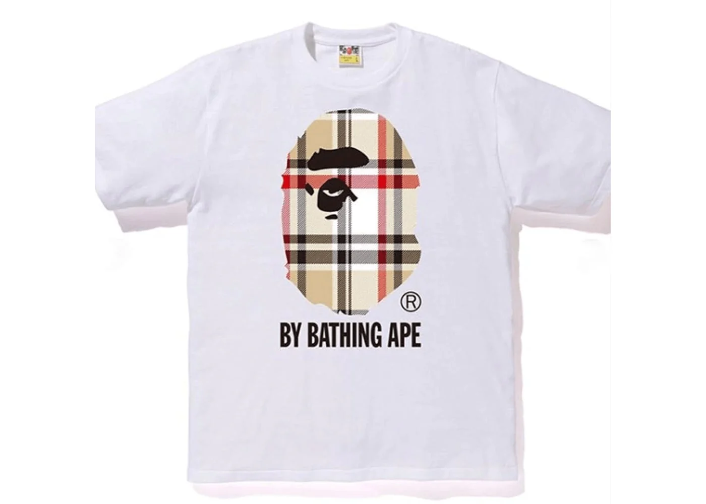 BAPE A Bathing Ape Check by Bathing Tee White/Beige - Joey Sneakers