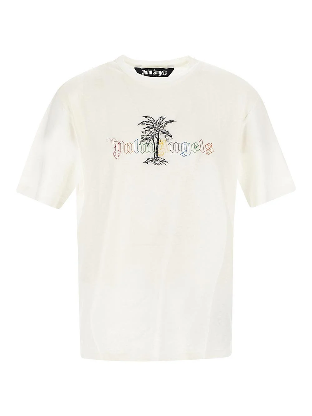 Palm Angels Logo Linen Collar T-Shirt White - Joey Sneakers