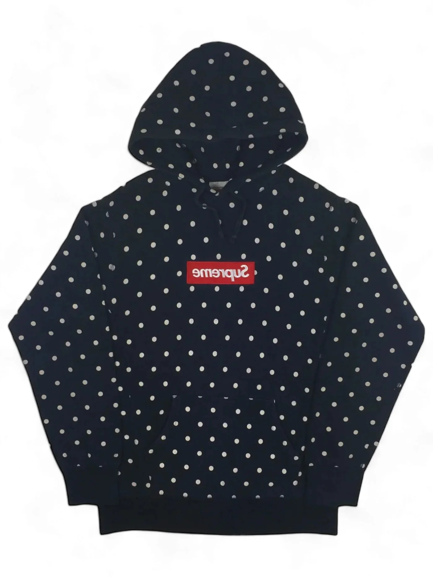 Supreme x Comme des Garçons SHIRT Polka Dot Box Logo Hooded Sweatshirt Navy - Joey Sneakers