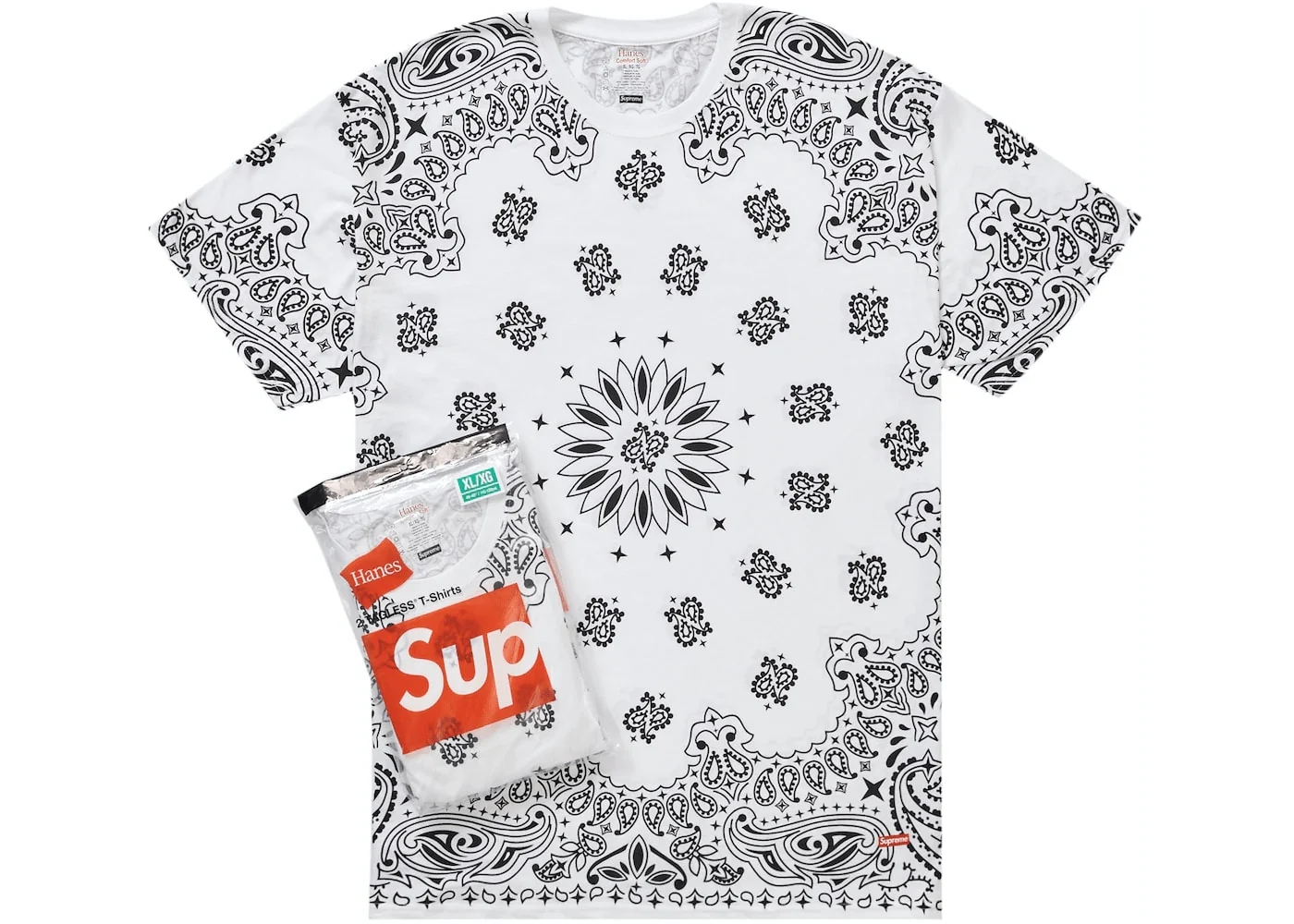 Supreme Hanes Bandana Tagless Tees (2 Pack) White - Joey Sneakers