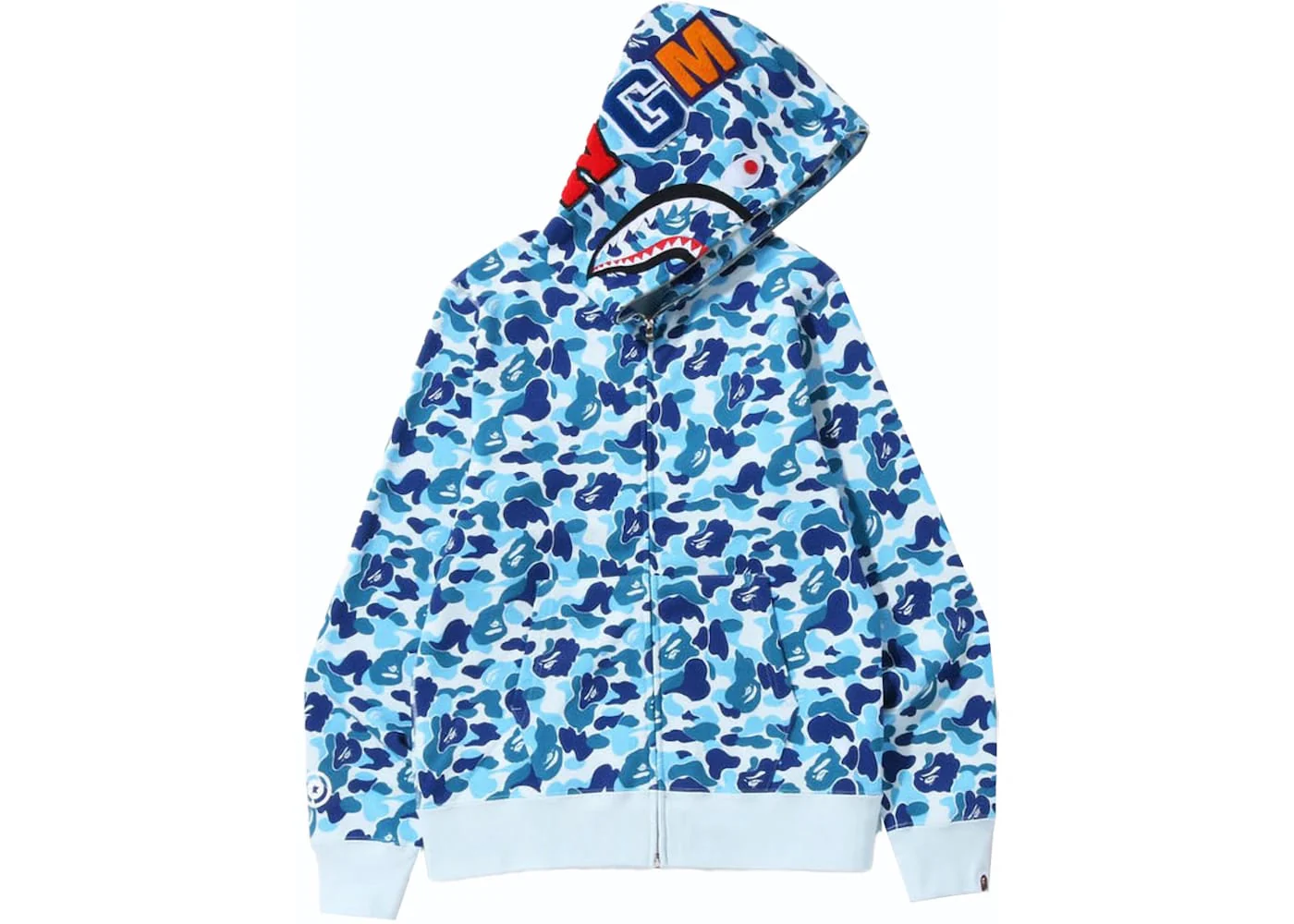 BAPE ABC Camo Shark Full Zip Hoodie Blue - Joey Sneakers