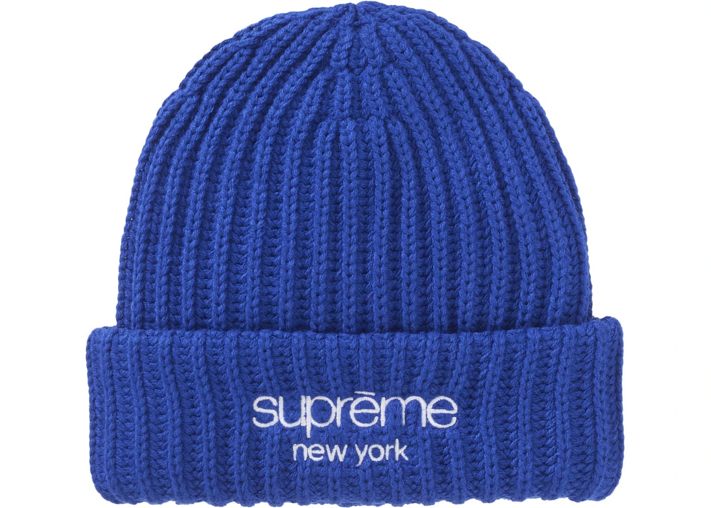 Supreme Chunky Rib Classic Logo Beanie Royal - Joey Sneakers