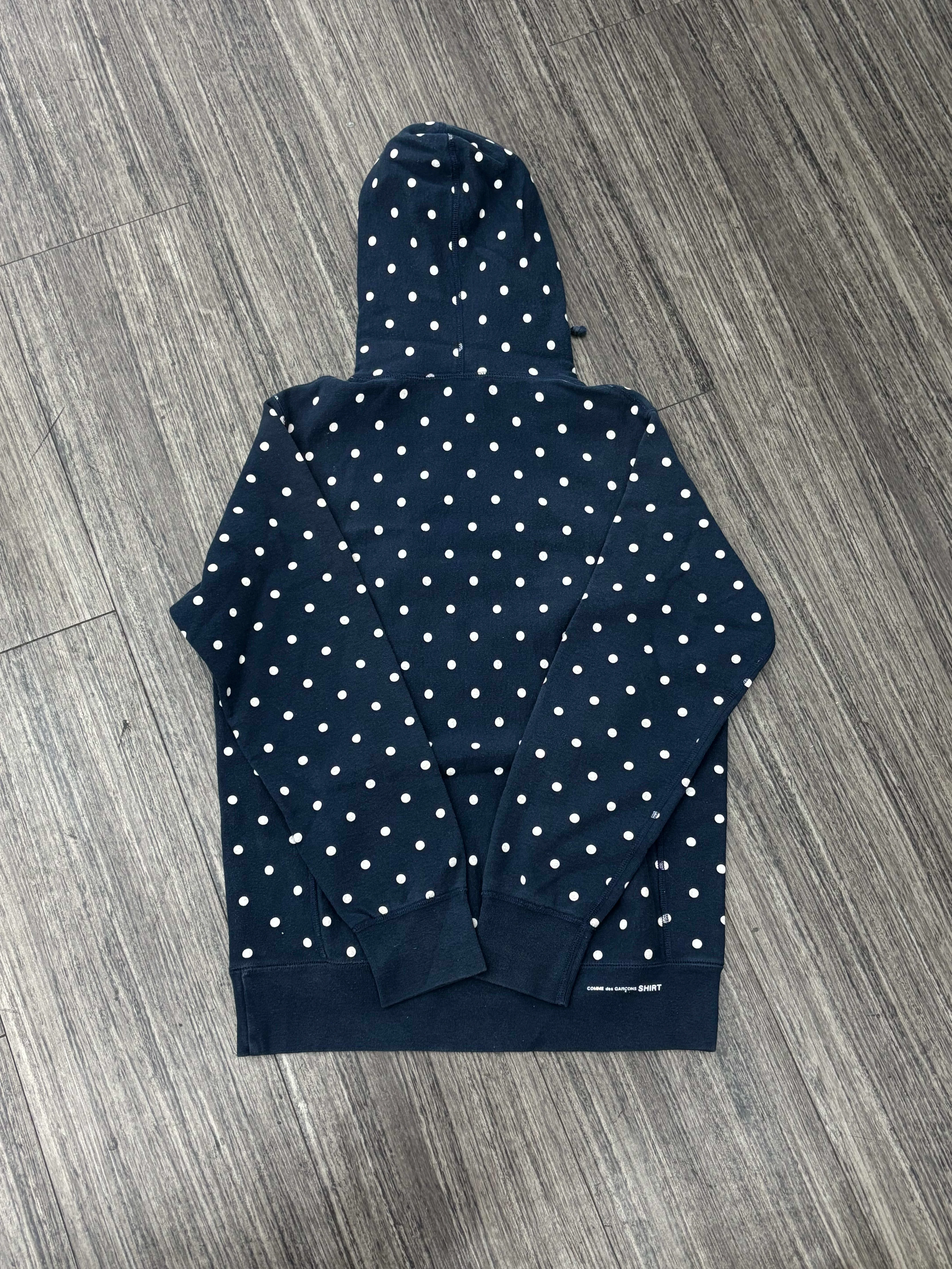 Supreme x Comme des Garçons SHIRT Polka Dot Box Logo Hooded Sweatshirt Navy - Joey Sneakers