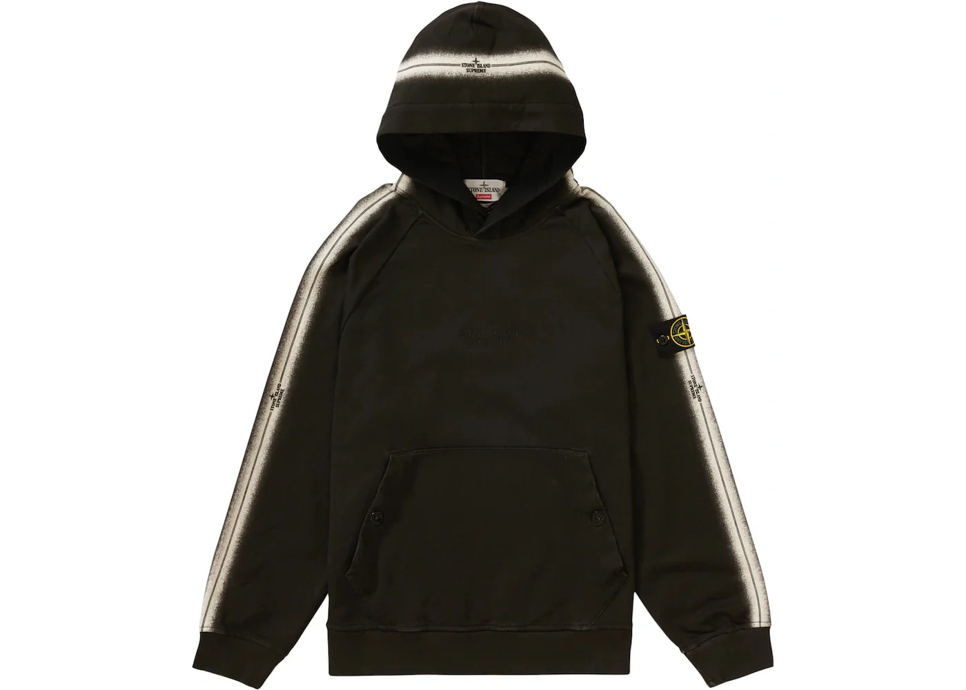 Supreme Stone Island Stripe Hooded Sweatshirt Black - Joey Sneakers