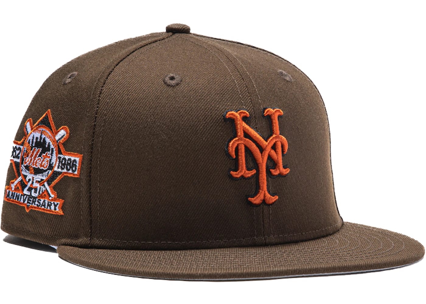 New Era New York Mets Aux Pack 25th Anniversary Patch Hat Club Exclusive 59Fifty Fitted Hat Brown - Joey Sneakers